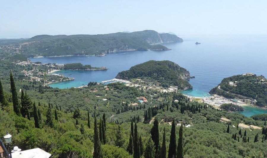 Corfu: Olive Oil & Wine Tastings & Traditional Villages Tour - Paleokastritsa from a high viewpoint