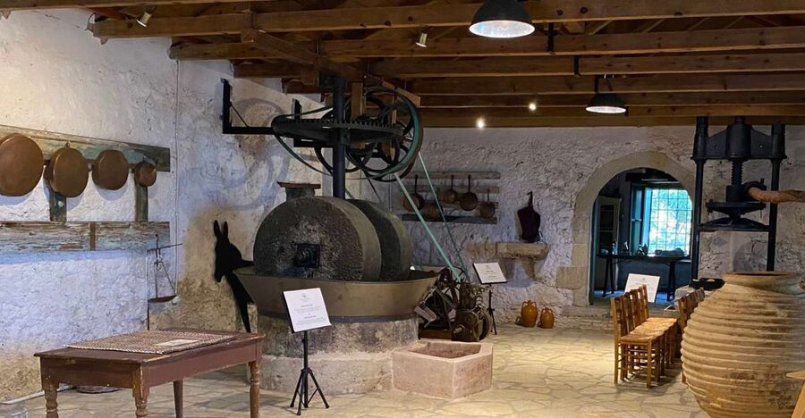 Lefkada: Olive Museum Fabbrica Ticket and Guided Tour - Entering the old mill in Syvros